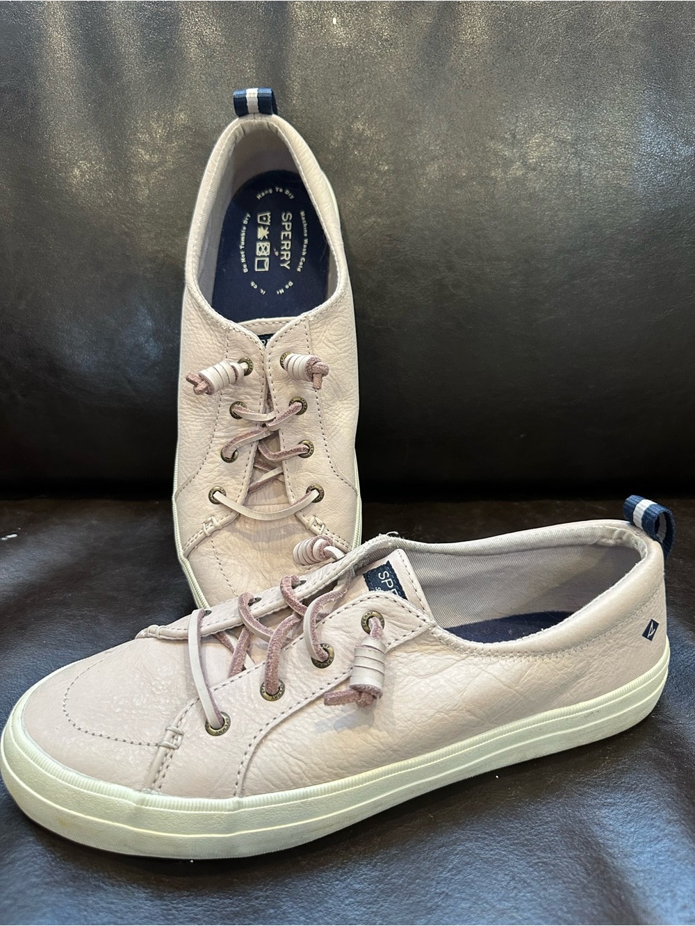 Crest Vibe Washable Leather Sneakers in Rose Dust leather laces10 minimalist